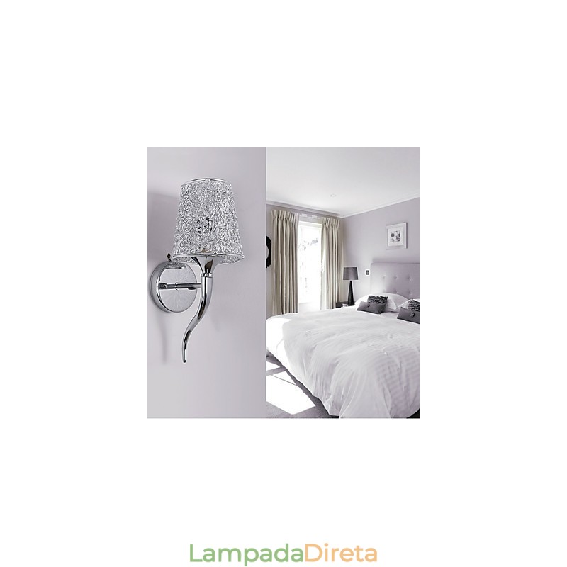 Luminária de cabeceira prateada, luminária de parede para leitura, armadilha de encanamento, luz de fundo de espelho