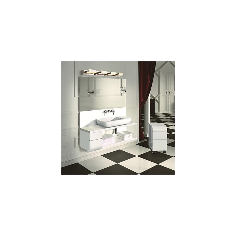 Luminária Espelho Quadrada Aço Inox e Acrílico