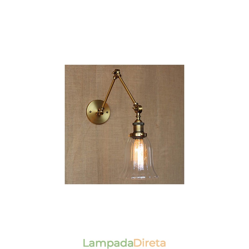 American Country Milan Nordic Bronze Plating Vidro Braço Duplo Braço Longo Da Decoração De Parede Da Varanda