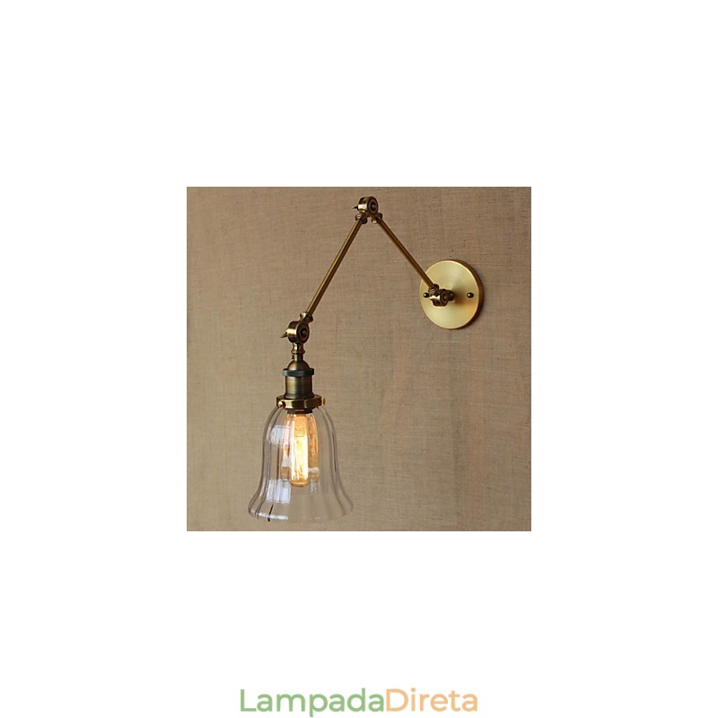 American Country Milan Nordic Bronze Plating Vidro Braço Duplo Braço Longo Da Decoração De Parede Da Varanda