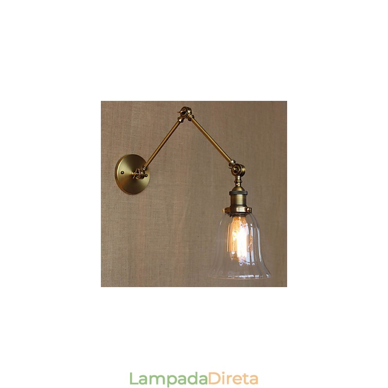 American Country Milan Nordic Bronze Plating Vidro Braço Duplo Braço Longo Da Decoração De Parede Da Varanda