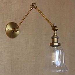 American Country Milan Nordic Bronze Plating Vidro Braço Duplo Braço Longo Da Decoração De Parede Da Varanda