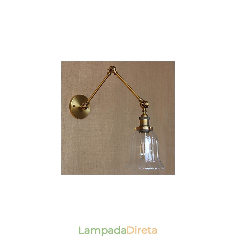 American Country Milan Nordic Bronze Plating Vidro Braço Duplo Braço Longo Da Decoração De Parede Da Varanda