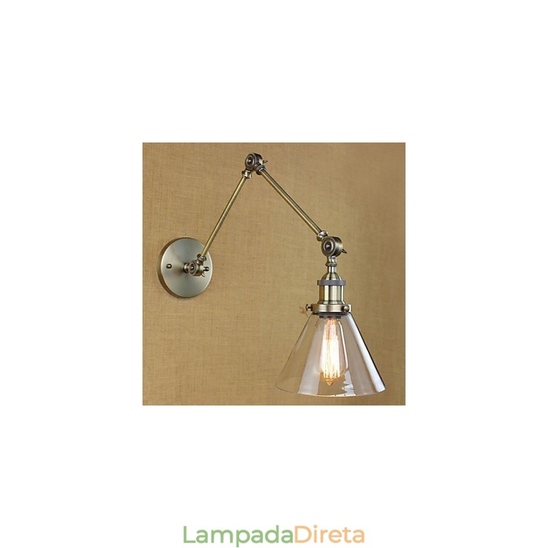 Ferro chapeado bronze bar corredor sala de jantar hotel vintage braço de ferro vidro lâmpada parede iluminação