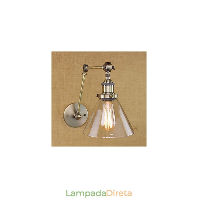 Ferro chapeado bronze bar corredor sala de jantar hotel vintage braço de ferro vidro lâmpada parede iluminação
