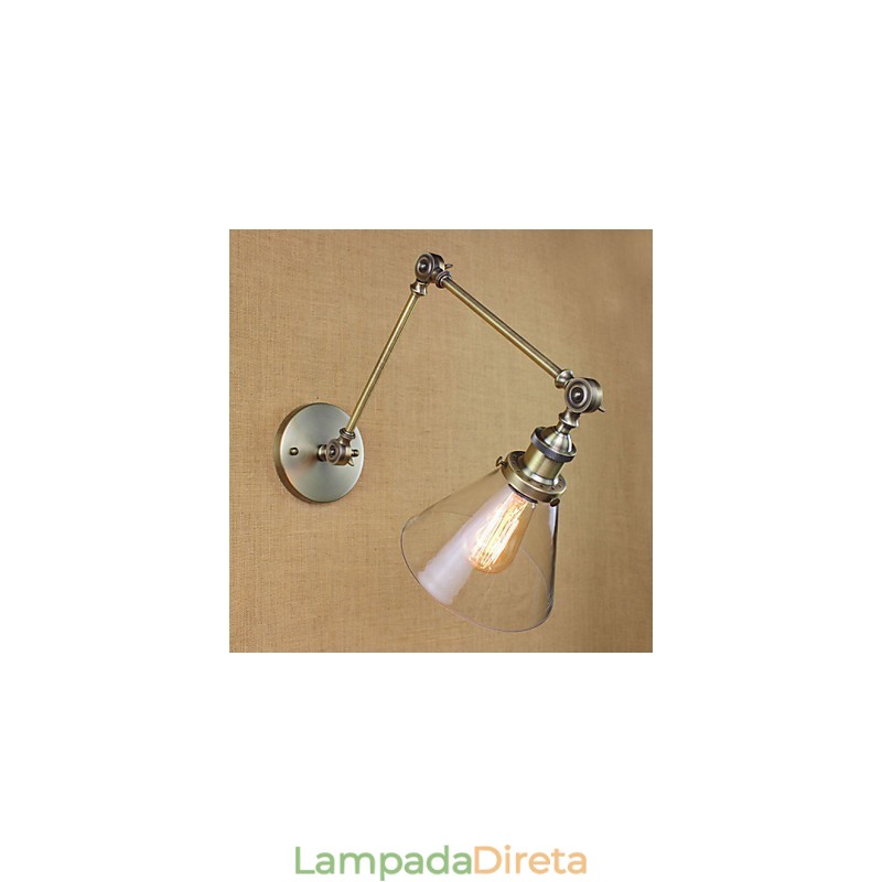 Ferro chapeado bronze bar corredor sala de jantar hotel vintage braço de ferro vidro lâmpada parede iluminação