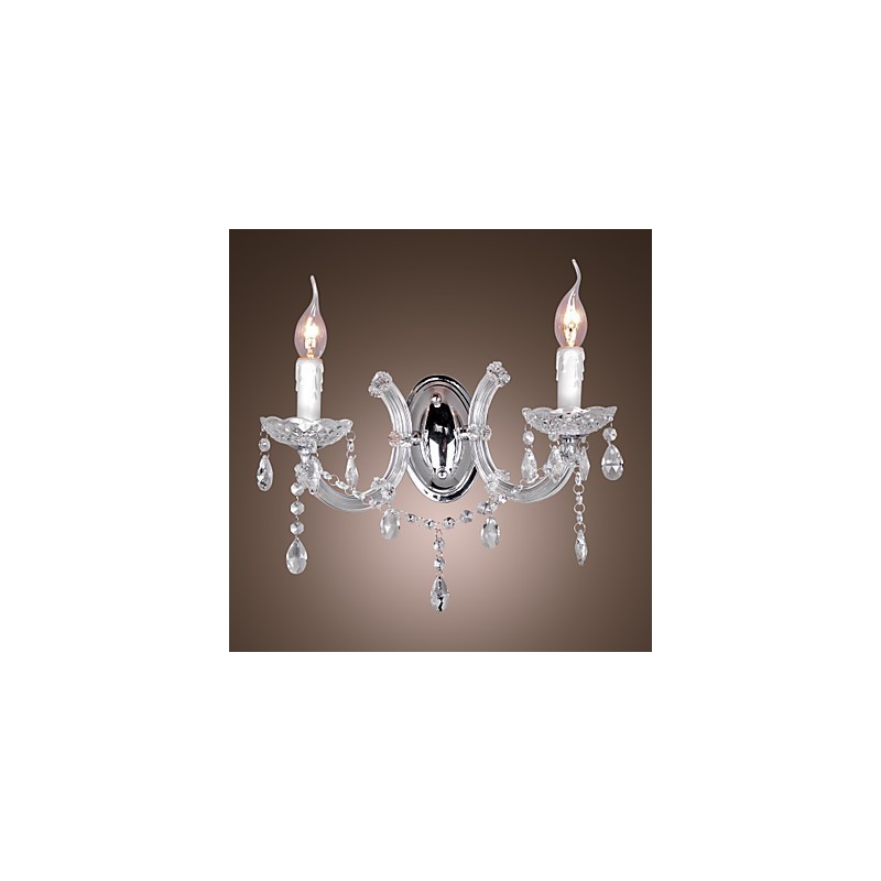 Elegante Luminária de Parede de Cristal com 2 Luzes