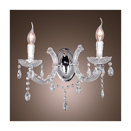 Elegante Luminária de Parede de Cristal com 2 Luzes Elegante Luminária de Parede de Cristal com 2 Luzes