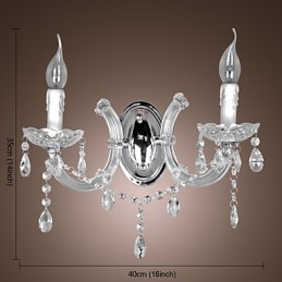 Elegante Luminária de Parede de Cristal com 2 Luzes