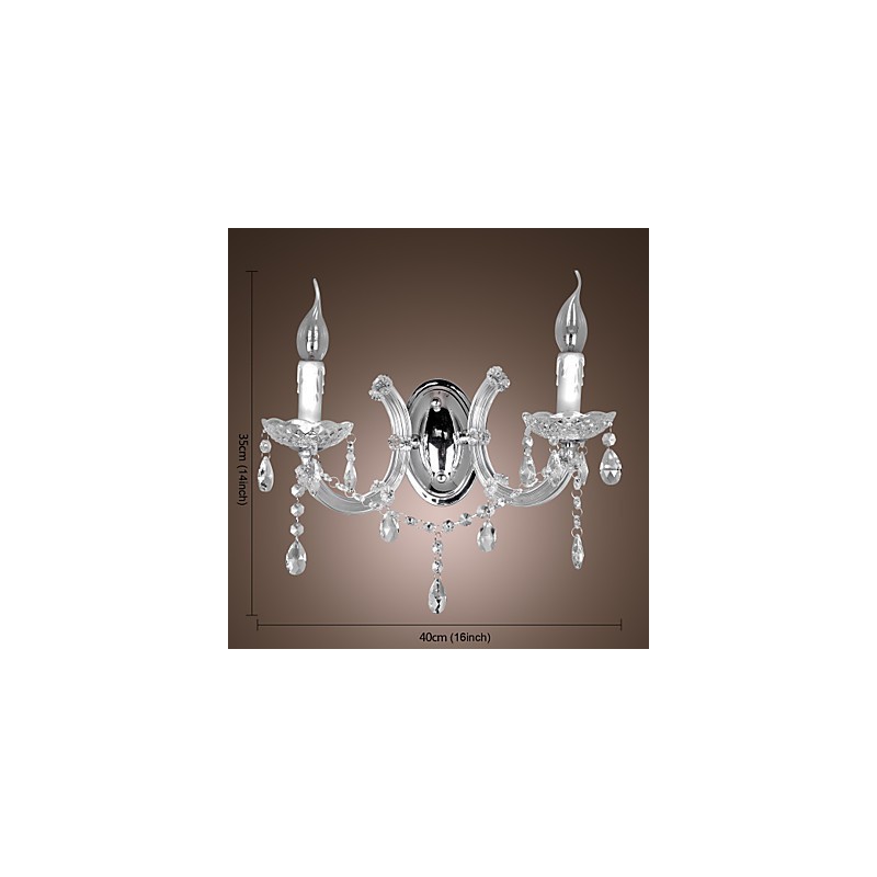 Elegante Luminária de Parede de Cristal com 2 Luzes