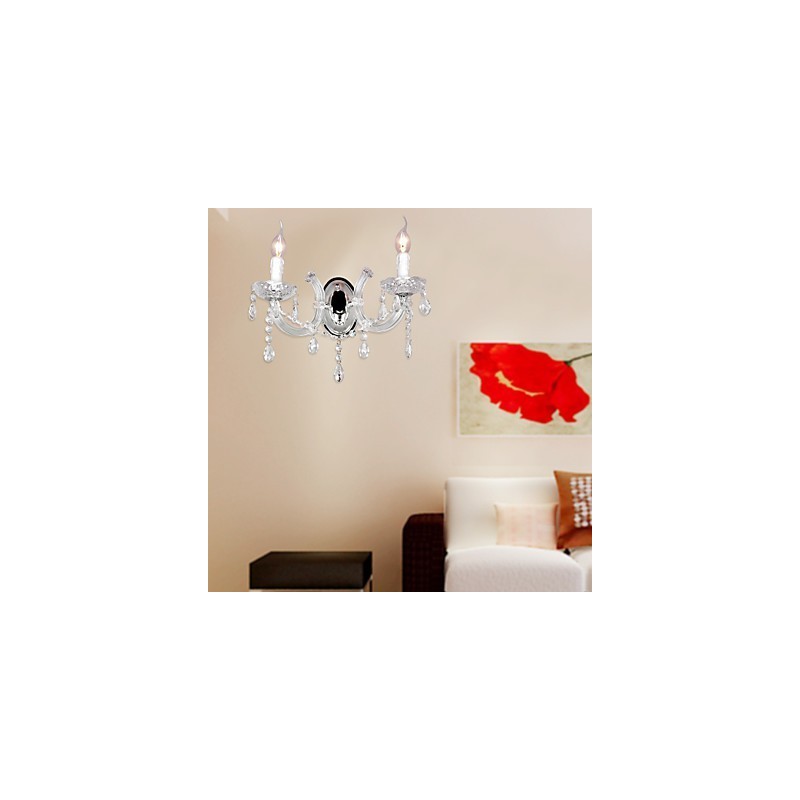 Elegante Luminária de Parede de Cristal com 2 Luzes