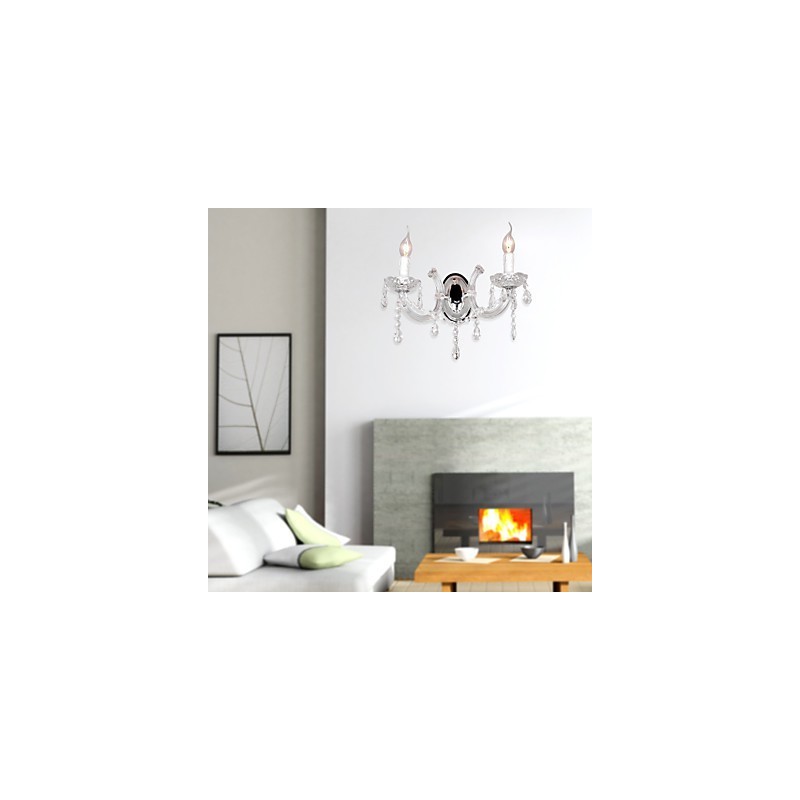 Elegante Luminária de Parede de Cristal com 2 Luzes