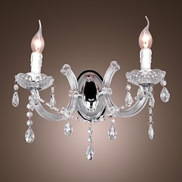 Elegante Luminária de Parede de Cristal com 2 Luzes
