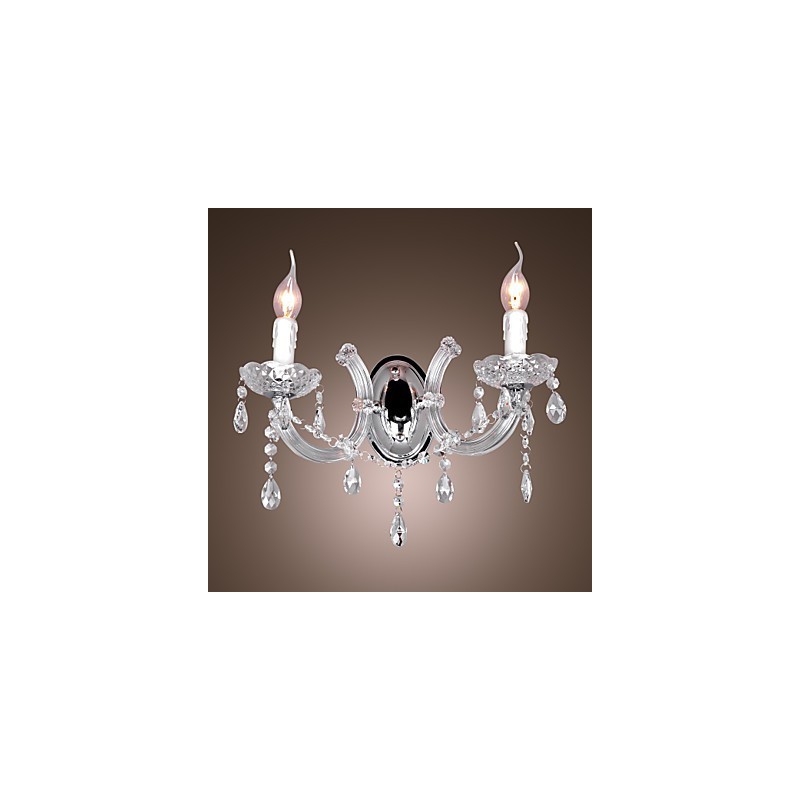 Elegante Luminária de Parede de Cristal com 2 Luzes