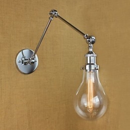 Luminária de parede retrô telescópica de vidro cromado