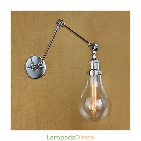 Luminária de parede retrô telescópica de vidro cromado Luminária de parede retrô telescópica de vidro cromado