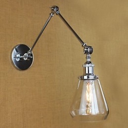 Luminária de parede retrô telescópica de vidro cromado