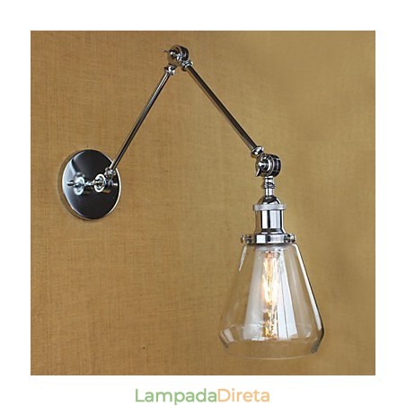 Luminária de parede retrô telescópica de vidro cromado Luminária de parede retrô telescópica de vidro cromado