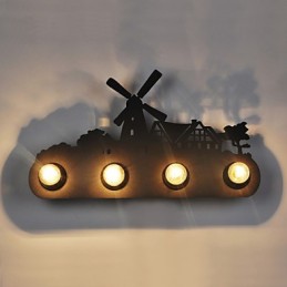 4 luzes American Village Pastoral LOFT estilo quarto corredor ferro retro lâmpadas de parede