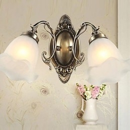 Retro Glass Simples Europeu Moderno Elegância Ferro Forjado Lâmpada de Parede Luz