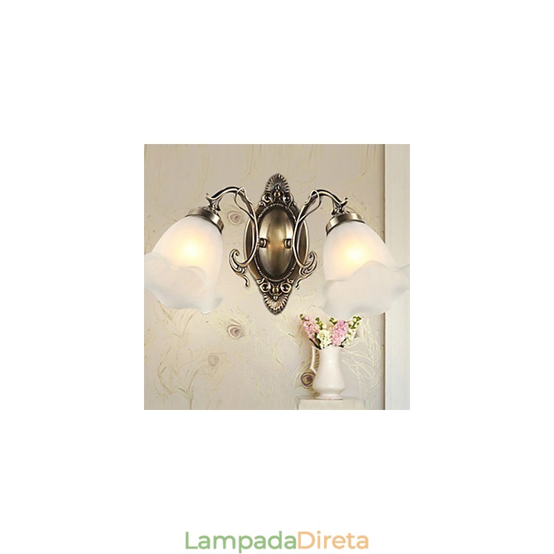 Retro Glass Simples Europeu Moderno Elegância Ferro Forjado Lâmpada de Parede Luz