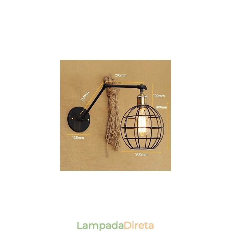 Arandelas de parede Luzes de balanço Luzes de parede de leitura Mini estilo rústico Lodge Metal
