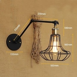 Arandelas de parede Luzes de balanço Luzes de parede de leitura Mini estilo rústico Lodge Metal