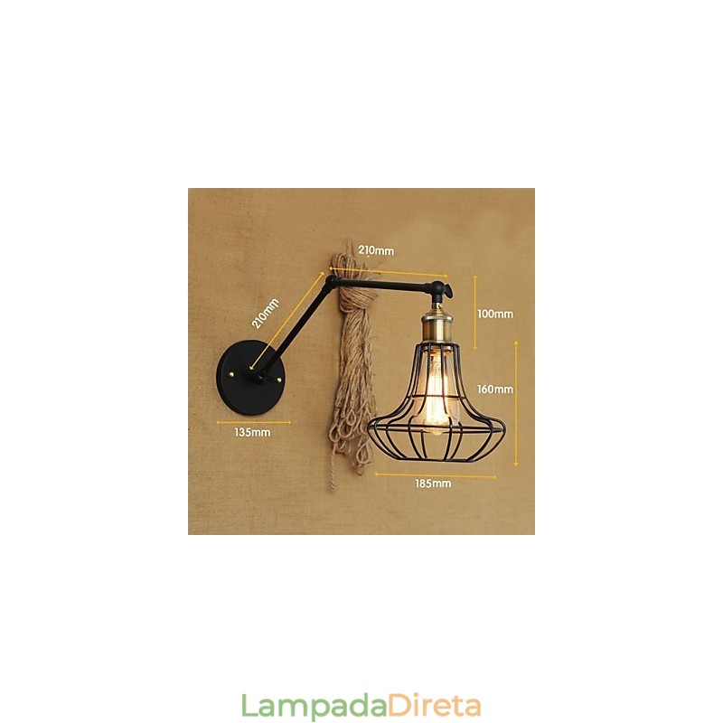 Arandelas de parede Luzes de balanço Luzes de parede de leitura Mini estilo rústico Lodge Metal