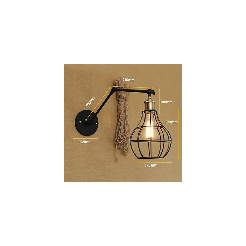 Arandelas de parede Luzes de balanço Luzes de parede de leitura Mini estilo rústico Lodge Metal