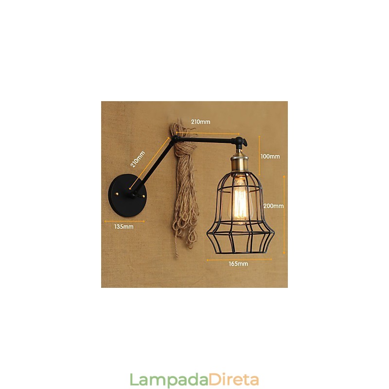 Arandelas de parede Luzes de balanço Luzes de parede de leitura Mini estilo rústico Lodge Metal