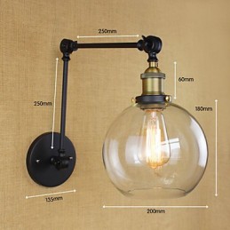 O braço longo da parede de vidro ferro industrial criativo telescópico quarto retro nostálgico restaurante corredor dobrável
