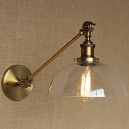 O ferro vidro bronze latão braço estilo retro criativo americano country hall quarto lâmpada de parede