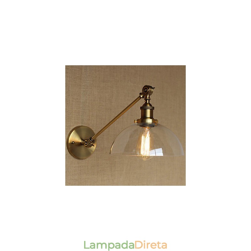 O ferro vidro bronze latão braço estilo retro criativo americano country hall quarto lâmpada de parede