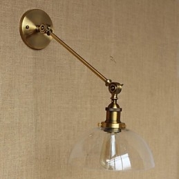 O ferro vidro bronze latão braço estilo retro criativo americano country hall quarto lâmpada de parede