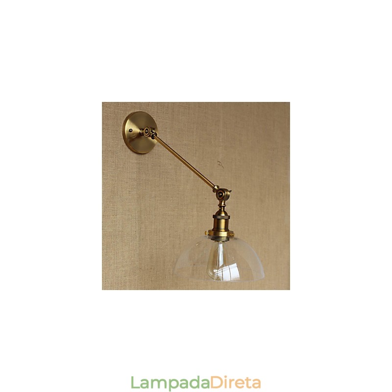 O ferro vidro bronze latão braço estilo retro criativo americano country hall quarto lâmpada de parede