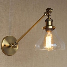 O ferro vidro bronze latão braço estilo retro criativo americano country hall quarto lâmpada de parede