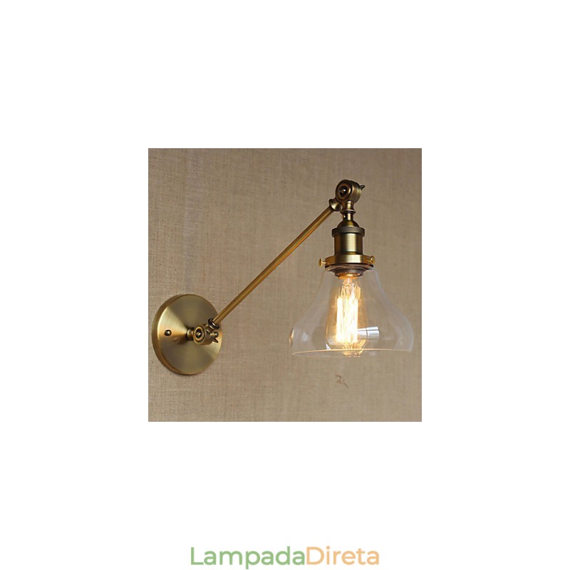 O ferro vidro bronze latão braço estilo retro criativo americano country hall quarto lâmpada de parede
