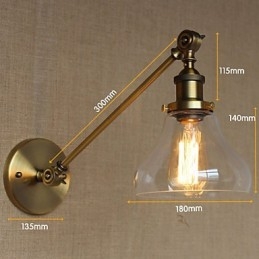 O ferro vidro bronze latão braço estilo retro criativo americano country hall quarto lâmpada de parede