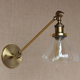 O ferro vidro bronze latão braço estilo retro criativo americano country hall quarto lâmpada de parede