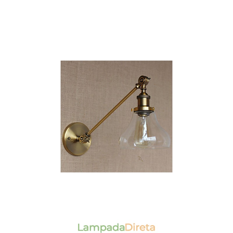 O ferro vidro bronze latão braço estilo retro criativo americano country hall quarto lâmpada de parede