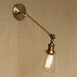 O ferro vidro bronze latão braço estilo retro criativo americano country hall quarto lâmpada de parede