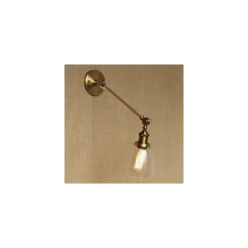 O ferro vidro bronze latão braço estilo retro criativo americano country hall quarto lâmpada de parede