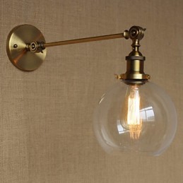 O ferro vidro bronze latão braço estilo retro criativo americano country hall quarto lâmpada de parede