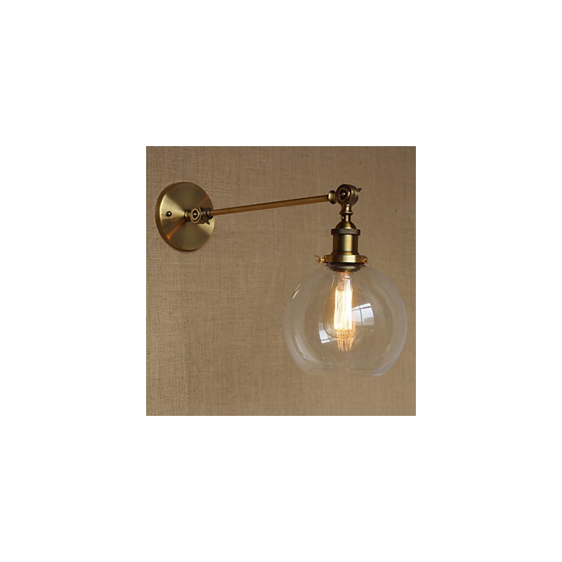 O ferro vidro bronze latão braço estilo retro criativo americano country hall quarto lâmpada de parede
