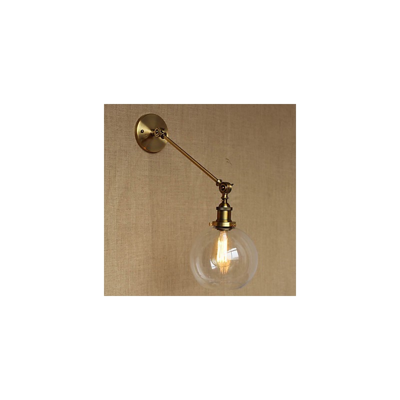 O ferro vidro bronze latão braço estilo retro criativo americano country hall quarto lâmpada de parede