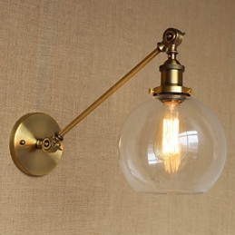 O ferro vidro bronze latão braço estilo retro criativo americano country hall quarto lâmpada de parede