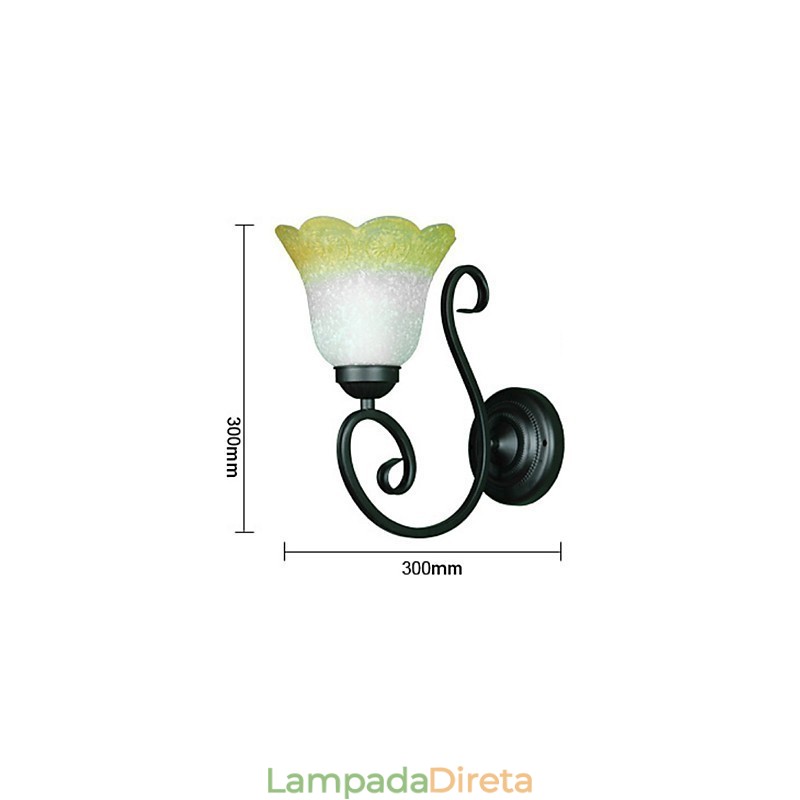 Luminária de parede vintage, luminária de parede com braço oscilante de ferro e vidro, decoração interna, luz de parede para quarto, 110 220 V para sala de estar