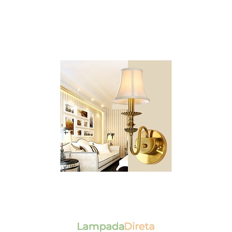 Luminárias de parede clássicas para quarto, luminárias de parede simples de metal para sala de estar, bar, café, corredor, varanda, luminária de parede