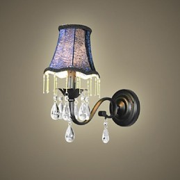 Luminária de parede de cristal com abajur de tecido mais vendida na Europa e nos EUA