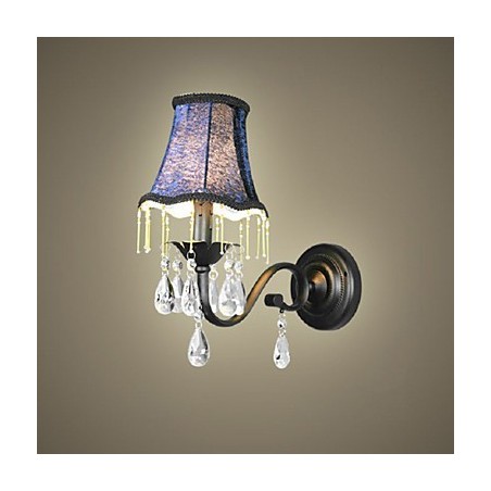 Luminária de parede de cristal com abajur de tecido mais vendida na Europa e nos EUA Luminária de parede de cristal com abajur de tecido mais vendida na Europa e nos EUA